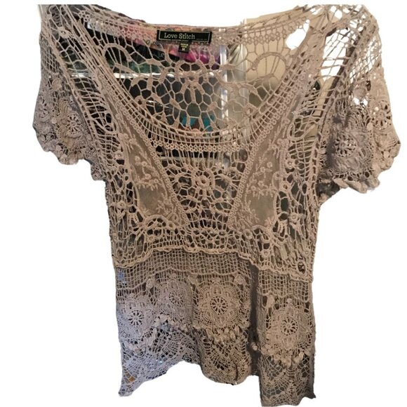 Vintage Crochet Hippie Beach Boho Cover Up Medium - Picture 2 of 10